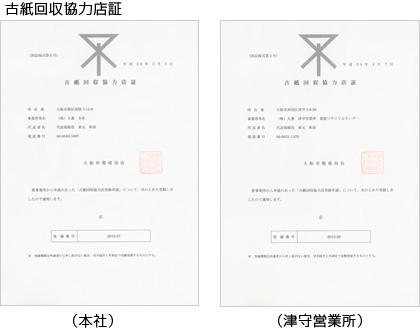 古紙回収協力店証